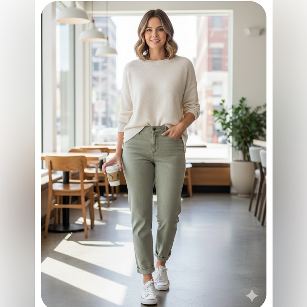 Sonoma Women’s Light Olive Green Mid Rise Slim Ankle jeans NWOT Size16 - Picture 1 of 7
